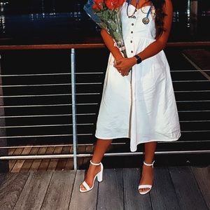 White midi dress